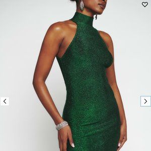 Reformation Argentia Dress (NWOT) (S) (Green Emerald Sparkle)